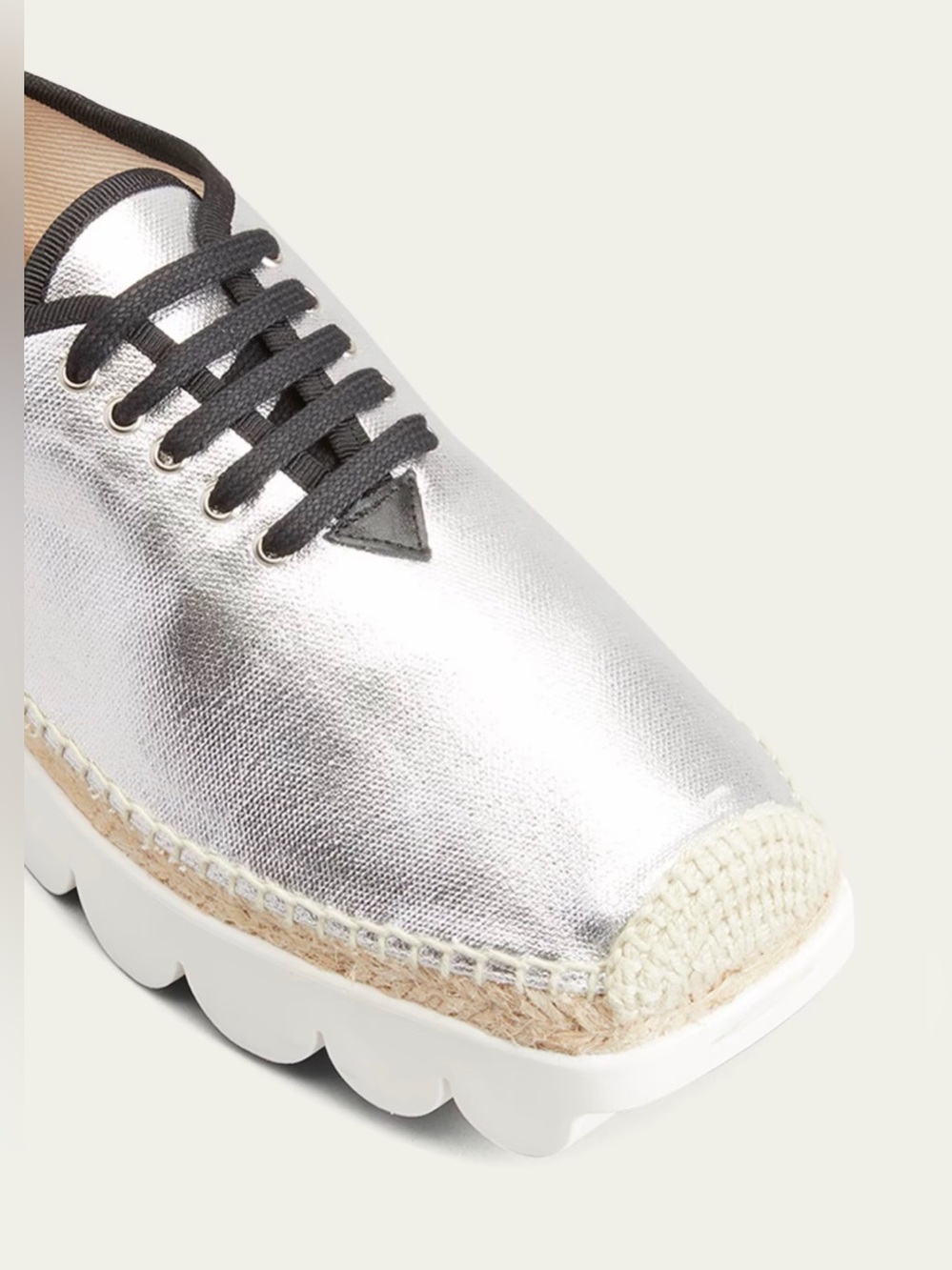 Marni Metallic Silver Lace-Up Platform Espadrille Sneakers Size 38